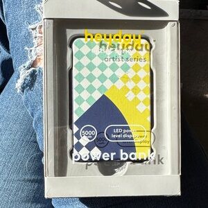 heyday Yellow, Teal & Navy Checkerboard Power Bank